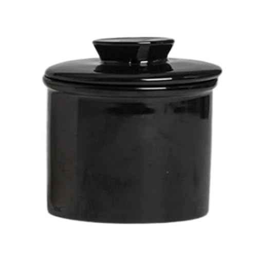 Butterdose Mit Deckel 350ml Butter Crock Keramik Butter Gerichte Butter Keeper Jar mit Deckel Käse Box Öl Tank Küche liefert Fur Butter(Black) von HYFEUOKF
