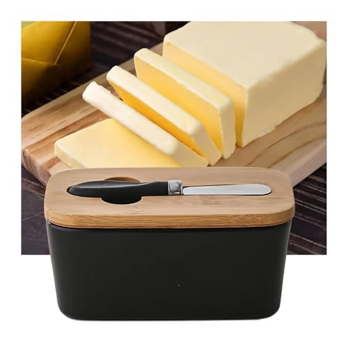 Butterdose Mit Deckel Käsebutter-Aufbewahrungsbox, Käsebox, Mehrzweck-Konservierungsbox, Keramik-Butterdose Fur Butter(Black) von HYFEUOKF