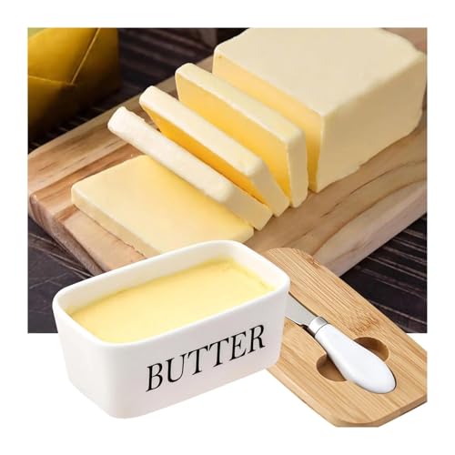 Butterdose Mit Deckel Käsebutter-Aufbewahrungsbox, Käsebox, Mehrzweck-Konservierungsbox, Keramik-Butterdose Fur Butter(White Butter) von HYFEUOKF
