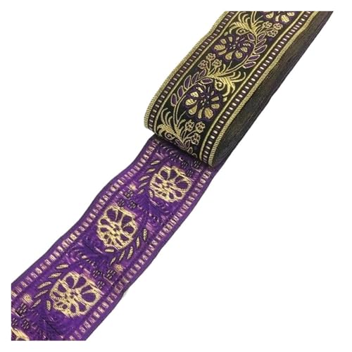 Gurtband Breites, 5 cm großes, 10 Meter langes, gewebtes Polyester-Jacquardband mit geometrischem Muster for Hüte, Vorhänge und Bekleidungszubehör Fur Taschen(Purple) von HYFEUOKF