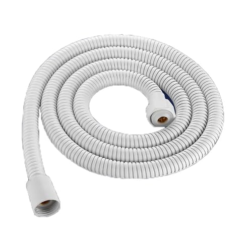 HYFEUOKF Duschschlauch 1,5/2/3,0 M Schwarz Silber Flexibler Duschschlauch Edelstahl Sanitärrohr Rohr for Badezimmerzubehör GI/2 Universalschlauch FüR Badewanne(White,1.5M) von HYFEUOKF