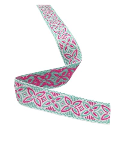 HYFEUOKF Gurtband 1 Zoll 25mm 5yard Floral Geometrie Blumen gewebt Jacquard Band Fur Taschen(2) von HYFEUOKF