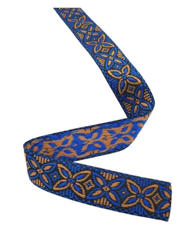 HYFEUOKF Gurtband 1 Zoll 25mm 5yard Floral Geometrie Blumen gewebt Jacquard Band Fur Taschen(4) von HYFEUOKF