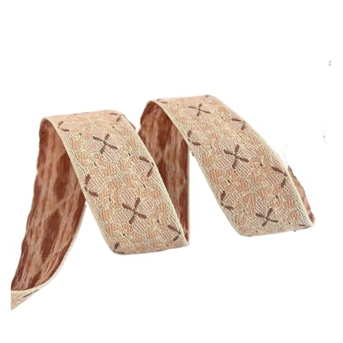 HYFEUOKF Gurtband 10 Yards Breite 2,5 cm Gurtband Gewebtes Jacquardband Blumen for Bekleidungsgurte Zubehör Fur Taschen(Light pink) von HYFEUOKF