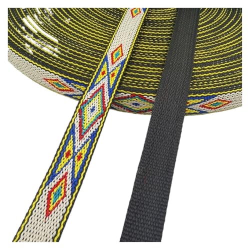 HYFEUOKF Gurtband 3 Yards 10–20 MM Retro-Jacquard, beträchtliches Dickes Gurtband, Taschengurte, Band for DIY-Pferde- oder große Haustierhalsbänder, Kleidungsnähen Fur Taschen(19MM 3YARDS 07) von HYFEUOKF