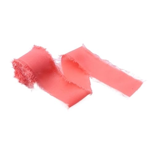 HYFEUOKF Gurtband 4 cm x 5 Meter DIY Chiffon Seidenähnliche Bänder Hochzeitseinladung Blumenstrauß Ausgefranster Stoff Dekoration Geschenkverpackung Fur Taschen(Color-44) von HYFEUOKF