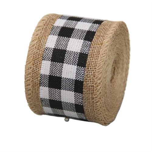 HYFEUOKF Gurtband 6 Yard/Rolle Dekorationen for Zuhause Imitation Leinen Plaid Kantenband Weihnachtsdekorationen Schleifenband for Weihnachten Fur Taschen(6cm) von HYFEUOKF