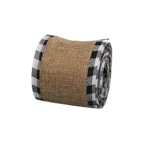 HYFEUOKF Gurtband 6 Yard/Rolle Dekorationen for Zuhause Imitation Leinen Plaid Kantenband Weihnachtsdekorationen Schleifenband for Weihnachten Fur Taschen(7.4cm) von HYFEUOKF
