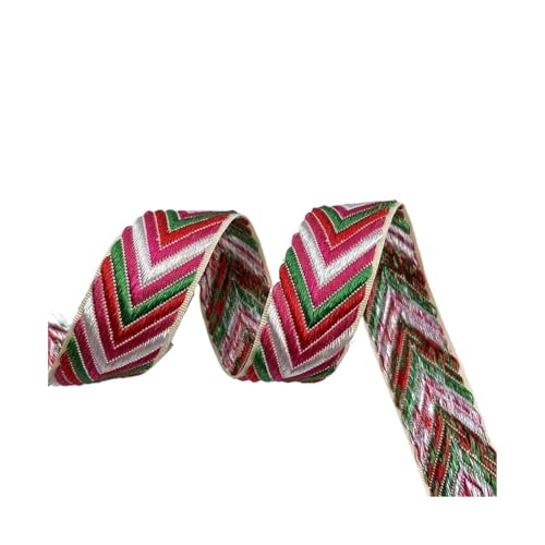 HYFEUOKF Gurtband 9 M Breite Über 3 cm Gewebtes Jacquardband Geometrisch for Kleidungszubehör Fur Taschen(Red) von HYFEUOKF