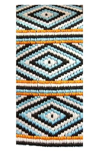 HYFEUOKF Gurtband Besticktes Polyester-Gurtband im Retro-Stil, 4 cm breit, quadratisches Tank-Kleidungsstück, gewebtes Gurtband, Jacquardband, 1 Yard Fur Taschen(Blue) von HYFEUOKF
