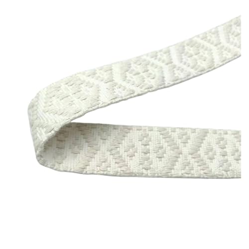 HYFEUOKF Gurtband Gurtband Baumwollgurtband Geometrische Muster 4 cm breit Zweifarbiger doppelseitiger Baumwollgurt Gewebter Rautenbandstoff for Kleidungsstücke Fur Taschen(Beige) von HYFEUOKF