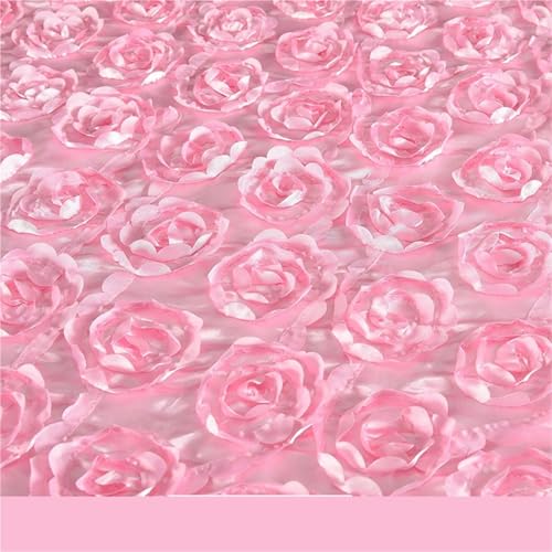 HYFEUOKF Hochzeitsteppich 10M Hochzeit Teppich Satin Stoff 3D Rose Blume Gang Rot Hochzeit Party Hintergrund Tisch Abdeckung Stoff Dekoration FüR Hochzeits(Pink) von HYFEUOKF