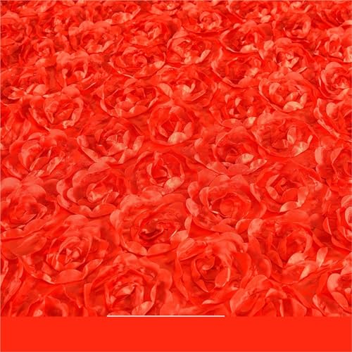 HYFEUOKF Hochzeitsteppich 10M Hochzeit Teppich Satin Stoff 3D Rose Blume Gang Rot Hochzeit Party Hintergrund Tisch Abdeckung Stoff Dekoration FüR Hochzeits(Red) von HYFEUOKF