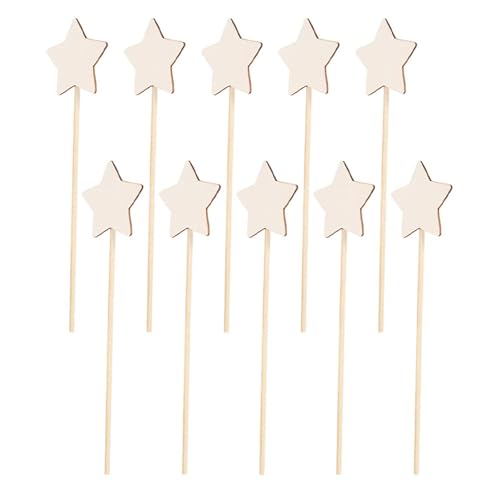 HolzstäBchen 10 Pcs Zauberstab Prinzessin Fee DIY Holz Stern Stick for Mädchen Fur Basteln von HYFEUOKF