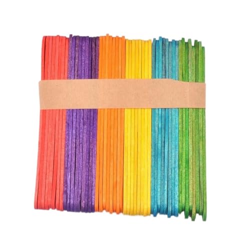 HolzstäBchen 50 Teile/los Holz & Bunte Popsicle Stick for Eis-Sticks Handgemachte DIY Handwerk Kunst Fur Basteln(Multicolor,65x10x2mm) von HYFEUOKF
