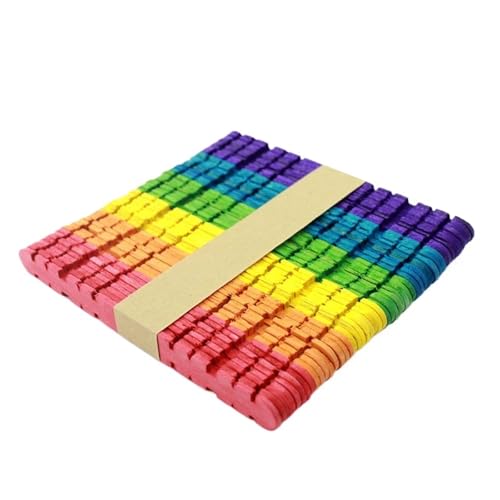 HolzstäBchen 50Pcs Holz Popsicle Sticks Kreative Puzzle DIY Hand Handwerk Bausteine ​​Zubehör Fur Basteln(Colorful 50pcs) von HYFEUOKF