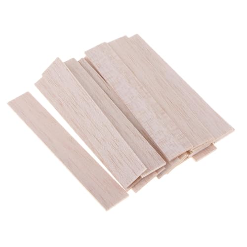 HolzstäBchen Rechteckiger runder Balsaholzstab, Holzhandwerk, flacher Dübel, Modellbau, DIY-Handwerk Fur Basteln(20 Pieces 110mm) von HYFEUOKF