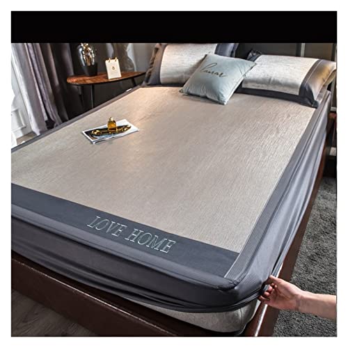 Satin Bettlaken 180x200 Sommer-Schlafmatte Naked Sleeping Natural Ice Rattan-Matte Bambusmatte Matratze Ice Silk Mat Rutschfeste faltbare kühle Schlafmatte Fur Matratzen(All inclusive-2,3pcs Set 150x2 von HYFEUOKF