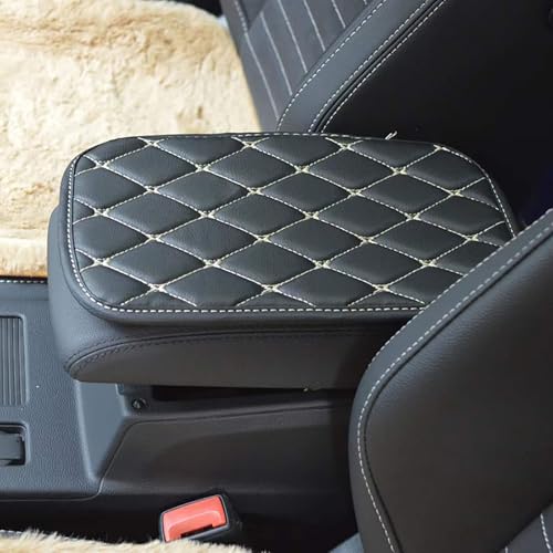 HYFQCD Auto-Armlehnenbox-Polster, kompatibel für Lexus CT CT200h, erhöhte Armlehnenbox-Abdeckung, Armlehnenpolster, Armpolster, zentrales Handpolster,Black-Beige line von HYFQCD