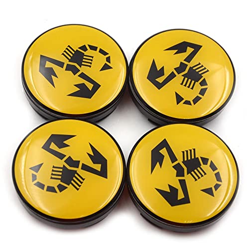HYGGLY 4 Stück Nabendeckel Radnabenkappen, für Abarth 56mm Felgendeckel Felgenkappen Radnabenabdeckung Wasserdicht Staubdicht Schmücken Zubehör von HYGGLY
