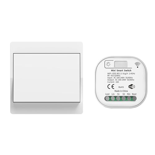 HYHIOTS RF433 Funkschalter Licht Set, Funk Lichtschalter Batterielose APP und Sprachsteuerung, Funk-Sender-Sicherheitsschalter und Empfänger-Controller, Kompatibel mit Alexa Google Home, Smart Life HYHIOTS RF433 Funkschalter Licht Set, Funk Lichtschalter Batterielose APP und Sprachsteuerung, Funk-Sender-Sicherheitsschalter und Empfänger-Controller, Kompatibel mit Alexa Google Home, Smart Life von HYHIOTS