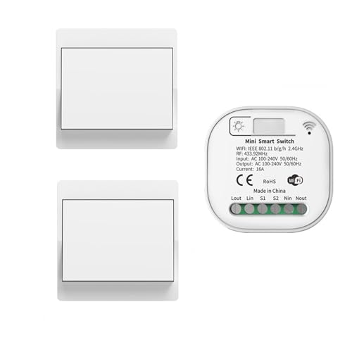 HYHIOTS RF433 Funkschalter Licht Set, Funk Lichtschalter Batterielose APP und Sprachsteuerung, Funk-Sender-Sicherheitsschalter und Empfänger-Controller, Kompatibel mit Alexa Google Home, Smart Life HYHIOTS RF433 Funkschalter Licht Set, Funk Lichtschalter Batterielose APP und Sprachsteuerung, Funk-Sender-Sicherheitsschalter und Empfänger-Controller, Kompatibel mit Alexa Google Home, Smart Life von HYHIOTS