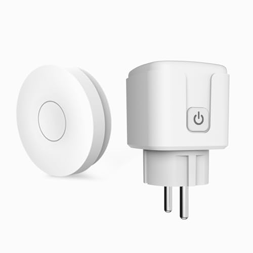 HYHIOTS Smarte Steckdose mit Fernbedienung Kit Keine Batterien 433MHz Funksender Selbststrom Funksteckdose 100m 3500W Funkschalter für Lampe/Ventilator/Heizgerät (1Knopf 1Socket) von HYHIOTS
