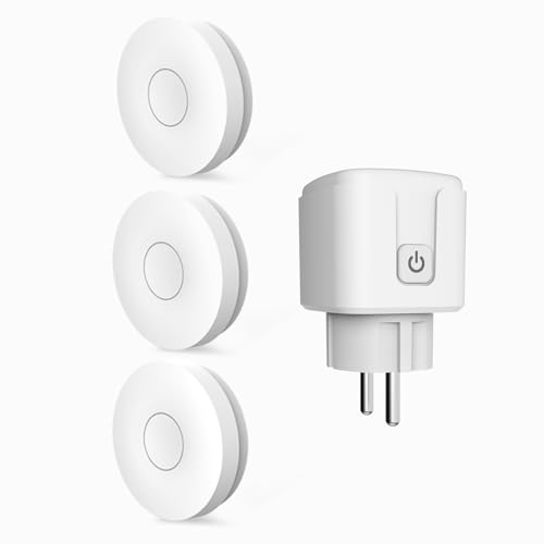 HYHIOTS Smarte Steckdose mit Fernbedienung Kit Keine Batterien 433MHz Funksender Selbststrom Funksteckdose 100m 3500W Funkschalter für Lampe/Ventilator/Heizgerät (3knopfe 1socket) von HYHIOTS