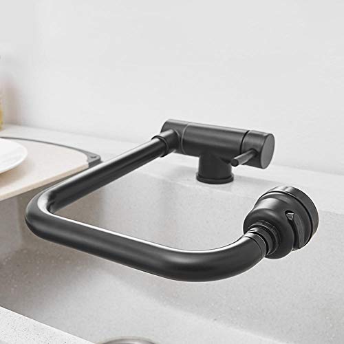HYHJYMG Küchenarmatur Klappbar Innenfenster Schwarz Edelstahl 360° Drehung Wasserhahn Einloch Heiß und Kalt Mehrere Modi Küchenspüle Armaturen von HYHJYMG