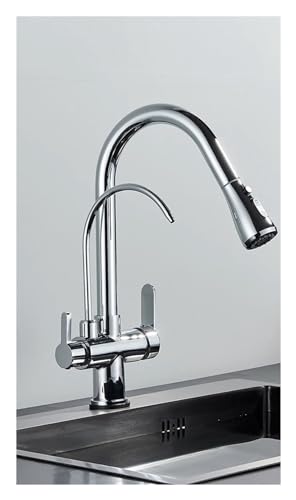 HYHJYMG Lampe Messing Filter Küchenarmatur Drehbar Ausziehbarer Auslauf Auslauf Doppelgriffe Gefiltert Mischbatterie Wasser Kompatibel mit Küche, Spüle Wasserhahn Kronleuchter von HYHJYMG