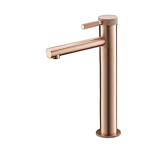HYHJYMG Schwarzer Messing-Badezimmer-Wasserhahn, klassisches Muster, Einzelsteuerung, Einzelgriff, kalt und heiß, Doppelsteuerung, Waschtischarmatur (Roségold-01) von HYHJYMG