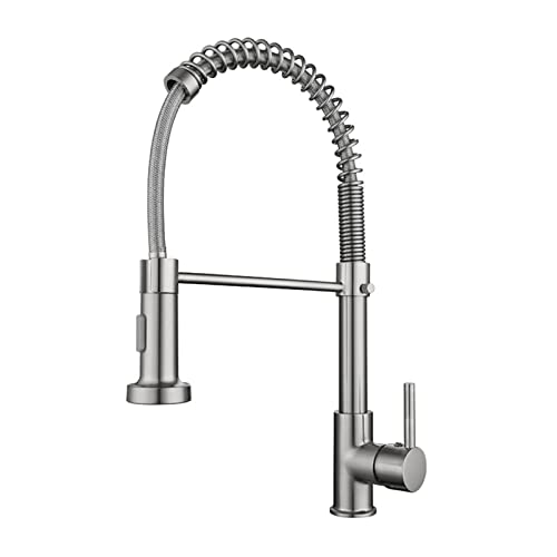 HYHJYMG Spring Küchenarmatur, Deckmontage, flexibler Mischer, Warm- und Kaltwasserhahn, Doppelauslauf, Federmischer, Trinkgefäß, Spültischarmaturen (3) von HYHJYMG