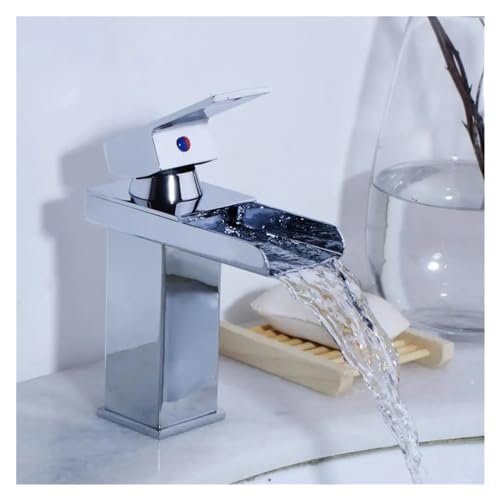 HYHJYMG Wasserhahn, Badezimmer-Waschbeckenarmatur, Messing, Wasserfallarmaturen, Einhebelmischer, Warm- und Kaltwasserhahn, goldfarbene schwarze Wasserhähne HYHJYMG Wasserhahn, Badezimmer-Waschbeckenarmatur, Messing, Wasserfallarmaturen, Einhebelmischer, Warm- und Kaltwasserhahn, goldfarbene schwarze Wasserhähne von HYHJYMG