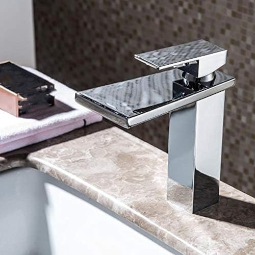 HYHJYMG Wasserhahn, Deckmontage Wasserfall Badezimmer Wasserhahn Waschtisch Gefäß Waschbecken Mischbatterie Kalt- und Warmwasserhahn von HYHJYMG