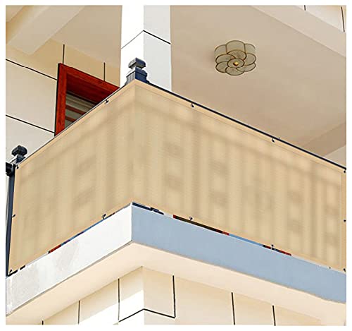 Balkonabdeckung Für Balkon Sichtschutz, Höhe 0,6/0,7/0,8/0,9/1M Garten Zaun Balkonumrandung Schattentuch, Mit Nylon Kabelbinder Seile,Beige,0.8x8m von HYHMJ