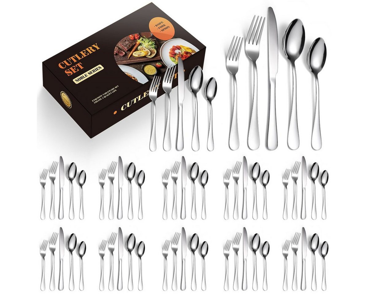 HYIEAR Besteck-Set Essbesteck-Set, 60-tlg. Tafelbesteck-Set, Edelstahl, für 12 Personen (60-tlg), 12 Personen, Edelstahl von HYIEAR