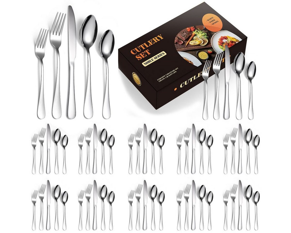 HYIEAR Besteck-Set Essbesteck-Set, 60-tlg. Tafelbesteck-Set, Edelstahl, für 12 Personen (60-tlg), 12 Personen, Edelstahl von HYIEAR