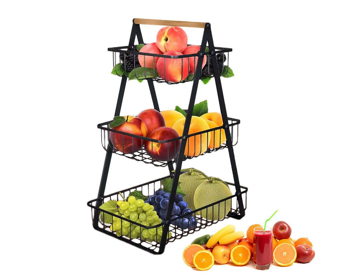 HYIEAR Obstschale 3stufiger Obstkorb, abnehmbarer Obstkuchenständer,Obstschale Edelstahl, Edelstahl, (Set, 1-tlg), Multifunktions-Aufbewahrungsregal geeignet für Obst, Snacks und Brot von HYIEAR