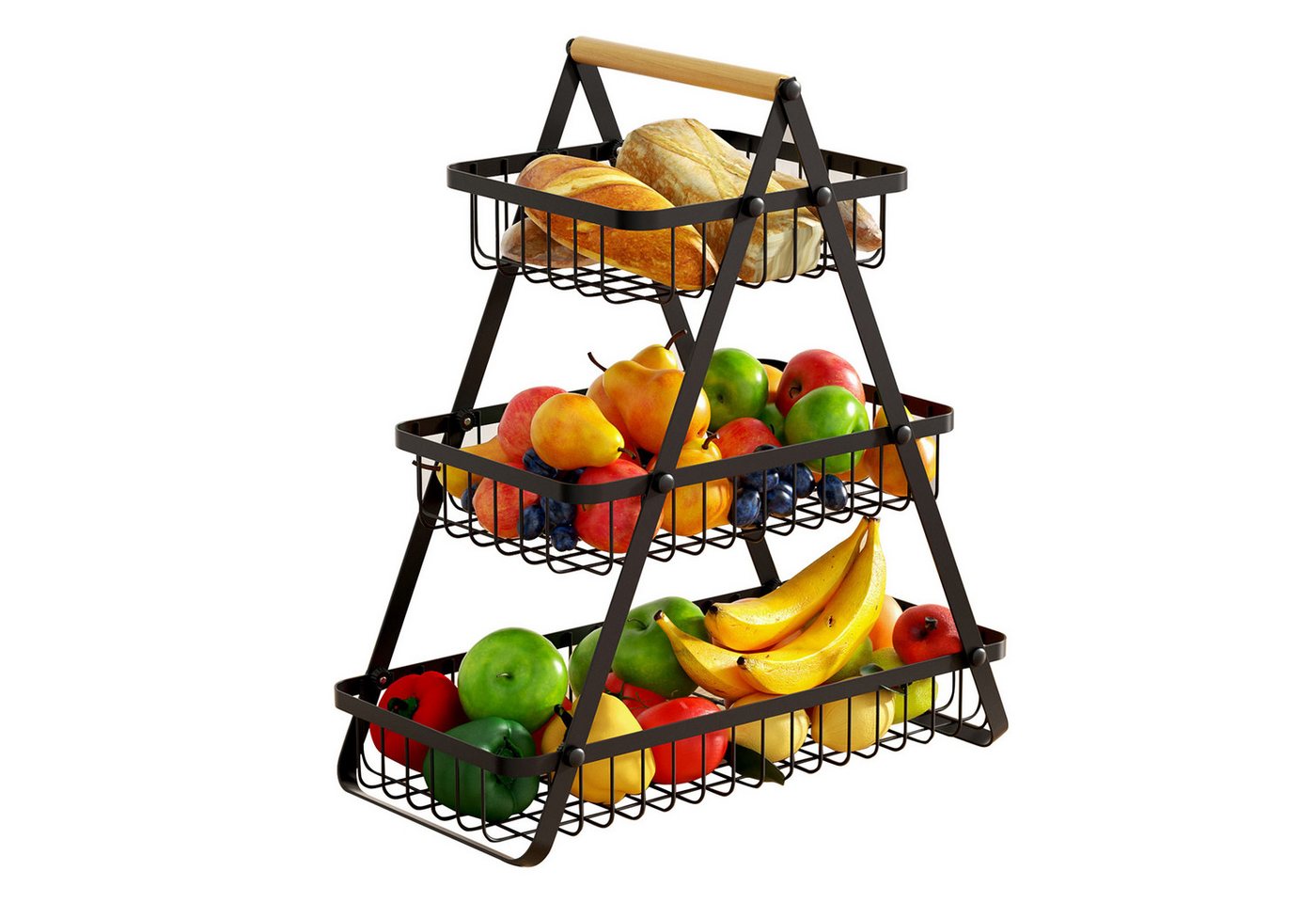 HYIEAR Obstschale Dreischichtiger Edelstahl-Aufbewahrungstständer, abnehmbarer Obstkorb, (Set, 1-tlg), Multifunktionales Lagerregal. Für Snacks, Gewürzflaschen usw. geeignet von HYIEAR