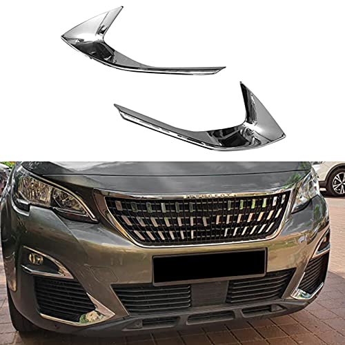 2 Stück Front Nebelscheinwerfer Rahmen Abdeckung für Peugeot 3008 3008GT 2017 2018 2019, Vorderseite Stoßstange Grill Lampenschirm Rahmen Trimmen + ABS Chrom von HYJSQ