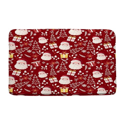 Badematte mit rotem Weihnachtsmotiv, Cartoon-Weihnachtsmann, Weihnachtsbaum, Winterurlaub, niedliches Blumenblatt, Frohes neues Jahr, Festival, Badezimmerteppich, Mikrofaser, Memory-Schaum (45,7 x Badematte mit rotem Weihnachtsmotiv, Cartoon-Weihnachtsmann, Weihnachtsbaum, Winterurlaub, niedliches Blumenblatt, Frohes neues Jahr, Festival, Badezimmerteppich, Mikrofaser, Memory-Schaum (45,7 x von HYKHYK