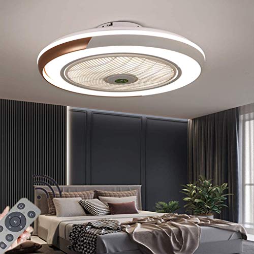 HYKISS LED Fan Deckenleuchte Moderne Nordic Dimmable Deckenventilator Ultradünn Unsichtbar 32W Deckenventilator Mit Beleuchtung Schlafzimmer Wohnzimmer Fan Deckenlampe(Ø55cm) (Gold) von HYKISS