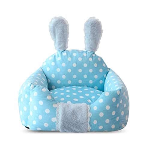 HYKJCSS Haustierbett, niedliches Kaninchenförmiges Haustierbett, Katzenhaus, Hundehütte, warmes Welpen-Kätzchenbett, Kissen, bequemes Katzenhaus, Haustiernest, Hundebett (A-Blau, 50 x 45 x 20 cm) von HYKJCSS