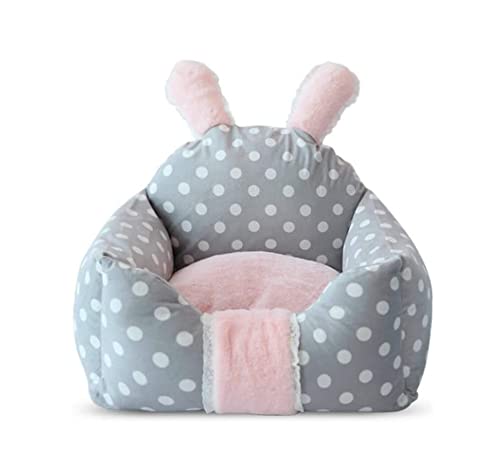 HYKJCSS Haustierbett, niedliches Kaninchenförmiges Haustierbett, Katzenhaus, Hundehütte, warmes Welpen-Kätzchenbett, Kissen, bequemes Katzenhaus, Haustiernest, Hundebett (A-Grau, 45 x 40 x 16 cm) von HYKJCSS