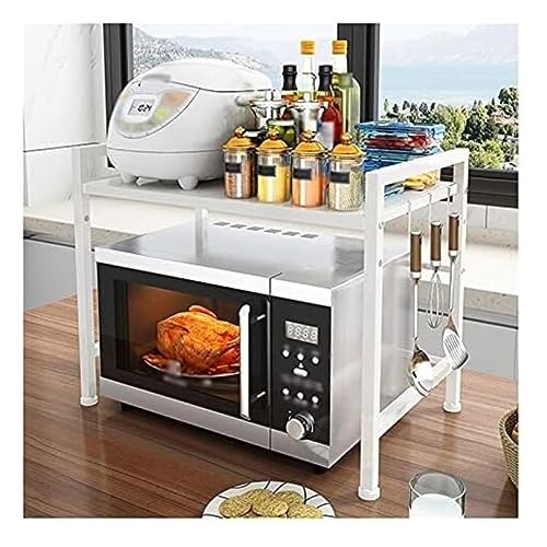HYKJCSS Mikrowellenständer Ausziehbares Mikrowellen-Ofenregal, 2 Etagen, Verstellbares Mikrowellen-Toaster-Regal, Mikrowellenständer, Küchenarbeitsplatten-Organizer Mikrowellenregal von HYKJCSS