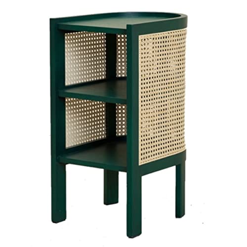 HYKJCSS Nachttische Nachttisch Aus Holz Mit 2 Schubladen Schlafzimmermöbel Im Mid-Century-Stil, Handgefertigt Beistelltisch(Grün) von HYKJCSS