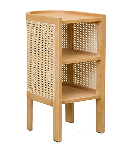 HYKJCSS Nachttische Nachttisch Aus Holz Mit 2 Schubladen Schlafzimmermöbel Im Mid-Century-Stil, Handgefertigt Beistelltisch(Natural) von HYKJCSS