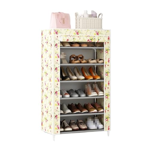 HYKJCSS Schuhregal Überdachtes Schuhregal Aus Metall, Schuhregal, Organizer for Eingangsbereich, Garage, Schrank, Hohes Schuhregal Schuregal Eingangsbereich(Beige) von HYKJCSS