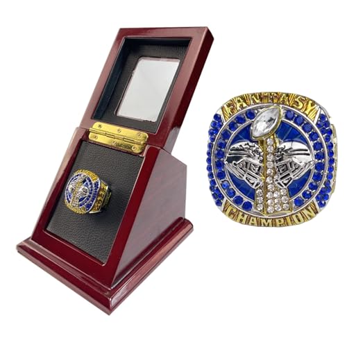 HYKJSHED 2022 NEU Fantasy Football Ring, Meisterschaftsring, FFL-Meisterschaftstrophäe, Ring-Displaybox(Black,14) von HYKJSHED