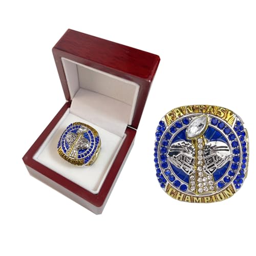 HYKJSHED 2022 NEU Fantasy Football Ring, Meisterschaftsring, FFL-Meisterschaftstrophäe, Ring-Displaybox(Blanc,11) von HYKJSHED